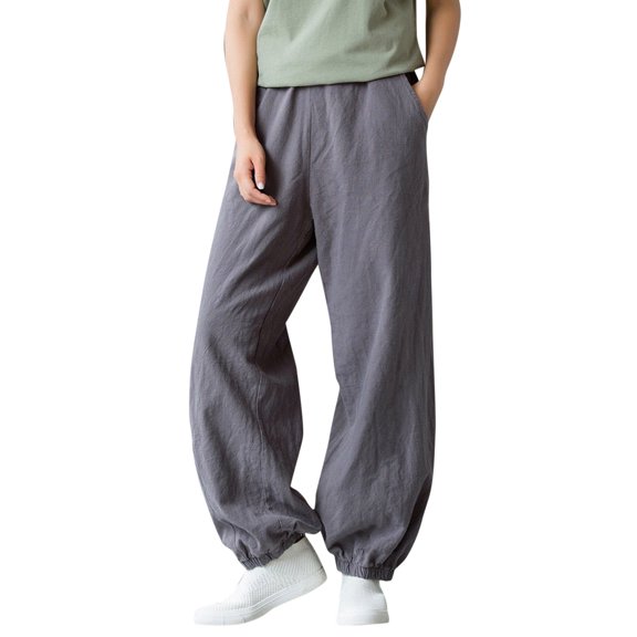Casual Pants for Women Elastic Breathable Loose Waist Pocket Casual Trousers
