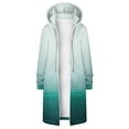 thumbnail image 3 of Lovskoo 2024 Winter Coats for Women 2023 Trendy Zip Up Hoodies Fleece Jacket Gradient Loose Long Sleeve Hoodie Outerwear Top Long Coat Green, 3 of 6