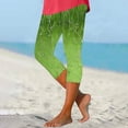 thumbnail image 2 of Womens Summer High Waisted Printing Capris Matching Slim Fitting Yoga Gym Pants, 2 of 8
