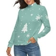 thumbnail image 2 of Snow Flake Christmas Women's Turtleneck Sweater Long Sleeve Ribbed Fitted Turtle Neck Casual Fall Winter Collection Top M, 2 of 4