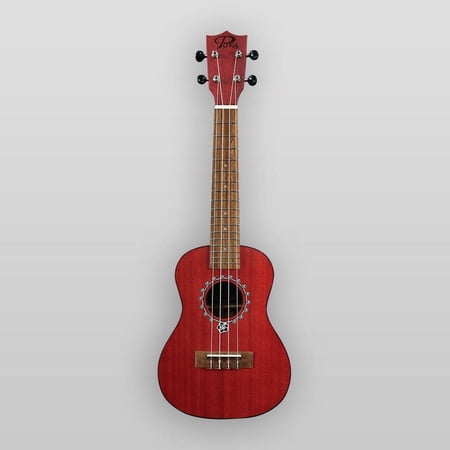 Puka Model PK-HBS Hibiscus Flower Rosette Red Satin Finish Soprano Ukulele