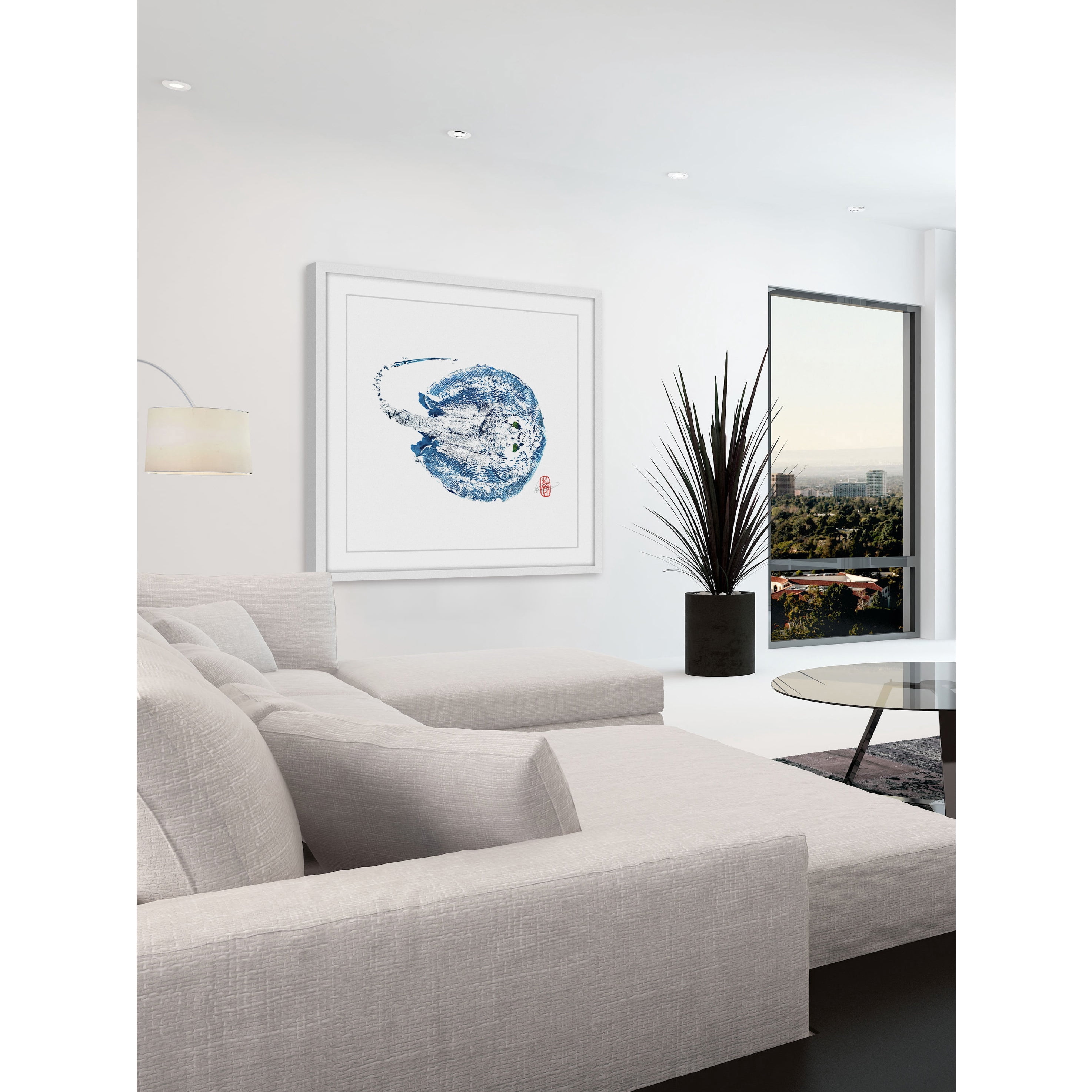 Stingray Blue Framed Painting Print