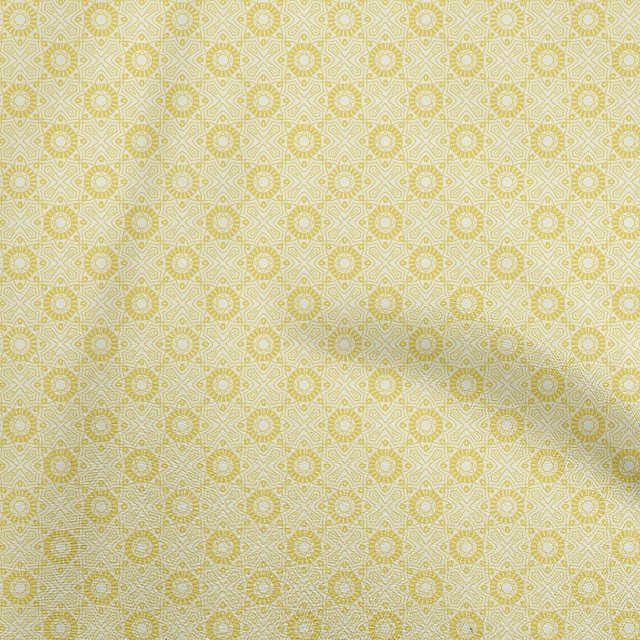 oneOone Cotton Flex Yellow Fabric Asian Tile Sewing Craft Projects Fabric Prints By Yard 40 Inch Wide