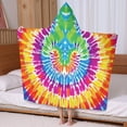 thumbnail image 5 of Colorful Rainbow Tie Dye Spiral Pattern Hooded Bath Towel，60"x35" for Ages 3 To 12 Kids, Quick Dry Lightweight Soft Microfiber Hood Beach Towel Cover Up for Kids, 5 of 7