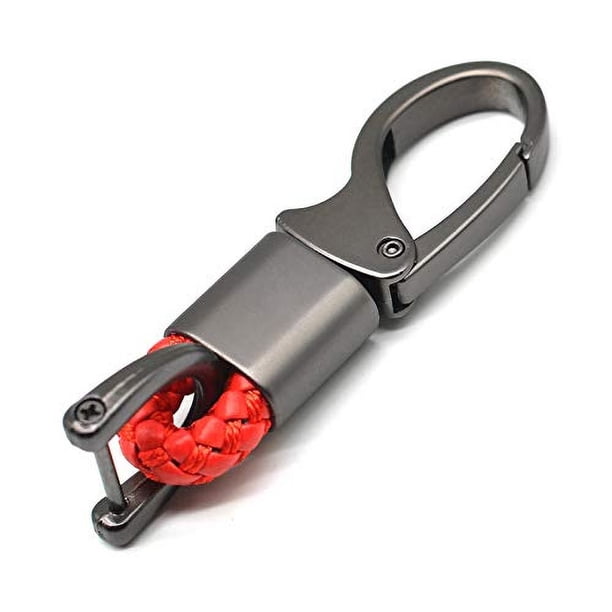 Llavero de cuero Sowist para Llaves de Coche con anillo en D Giratorio de 360 Grados color rojo