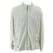 New Calvin Klein Mens Long Sleeve Full Zip Pique Knit Sweater Jacket Off White L