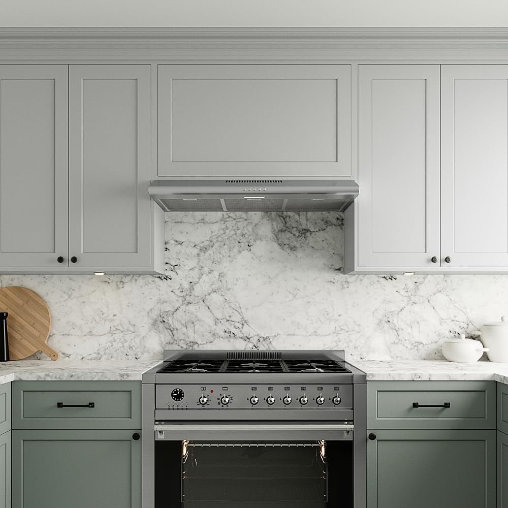 Streamline 36 in. Avellino Convertible Undermount 80 CFM Range Hood in Brushed Stainless Steel with Mesh Filters, Push Button Control, LED Light