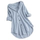 thumbnail image 1 of Gibobby Camisa&nbsp;Moda Mujer Blusa de manga larga a rayas con botones largos para mujer, cuello vuelto, blusa holgada para mujer（Aqua， XXXXXL), 1 of 4