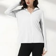 thumbnail image 6 of Horkkom Sun Protection Shirts for Women Summer Zipper Thumb Hole Lightweight Jacket Hiking Athletic Outdoor Hoodie M, 6 of 9