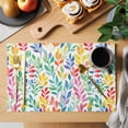 thumbnail image 2 of Colorful Leaf Placemats Set of 2, Spring Watercolor Leaf Non-Slip Place Mats Washable Table Mats for Kitchen Dining Table Decorations Indoor/Outdoor, 2 of 9
