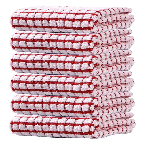 Checke Toallas Decorativas Mano Absorbentes Hilo Algodón para Uso Diario Rojo