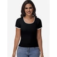 thumbnail image 5 of Women Summer Short Sleeve Shirts Crewneck Striped Color Block T Shirts Slim Fit Basic Tee Tops, 5 of 6