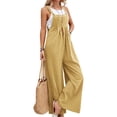 thumbnail image 2 of Women Cotton Linen Jumpsuit Casual Wide Leg Suspender Pants Summer Loose Rompers, 2 of 11