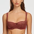 thumbnail image 3 of MELENECA Balconette Underwire Sexy Lace Bra for Women Cabernet Red 44DD, 3 of 6