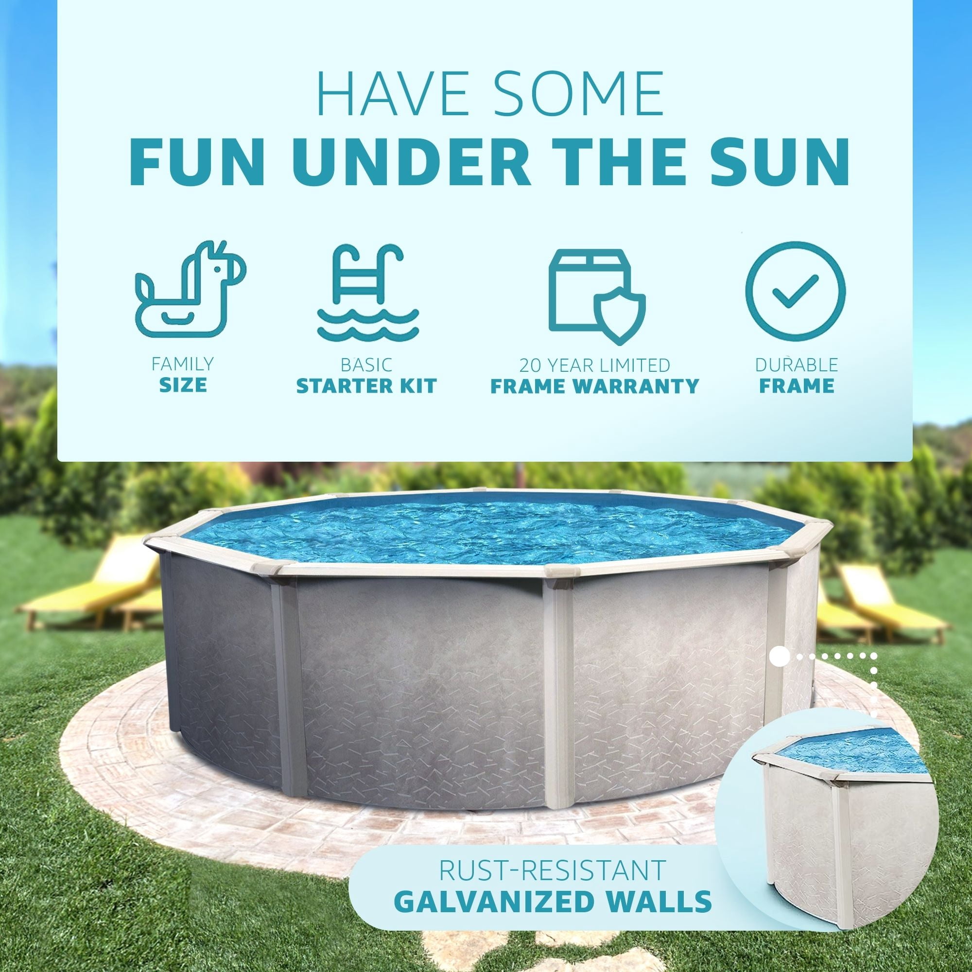 Aquarian Phoenix 24' x 52" Steel Frame DIY 6- to 8-Person Above Ground Pool