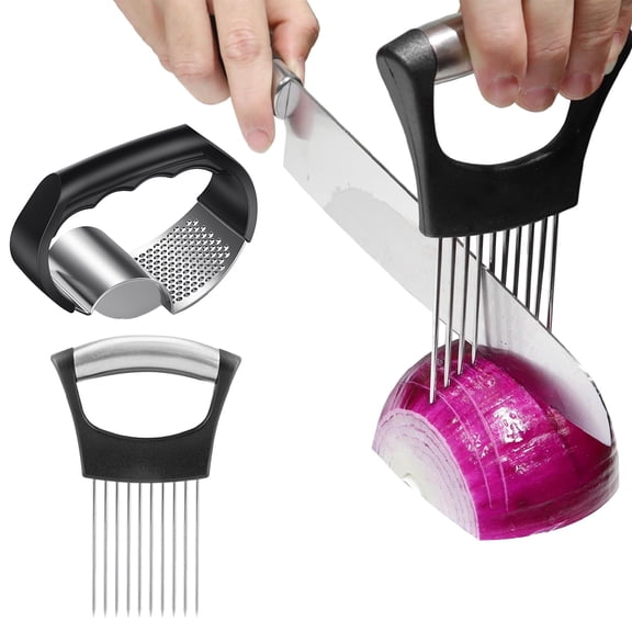 Onion Slicers with Garlic Mincer Start Makers 2-in-1 Rocker Press & Meat Tenderizer Multi-Use Vegetable Chopper for Onions Tomatoes Avocados Potato Eggs Kiwifruit Meat Lemon