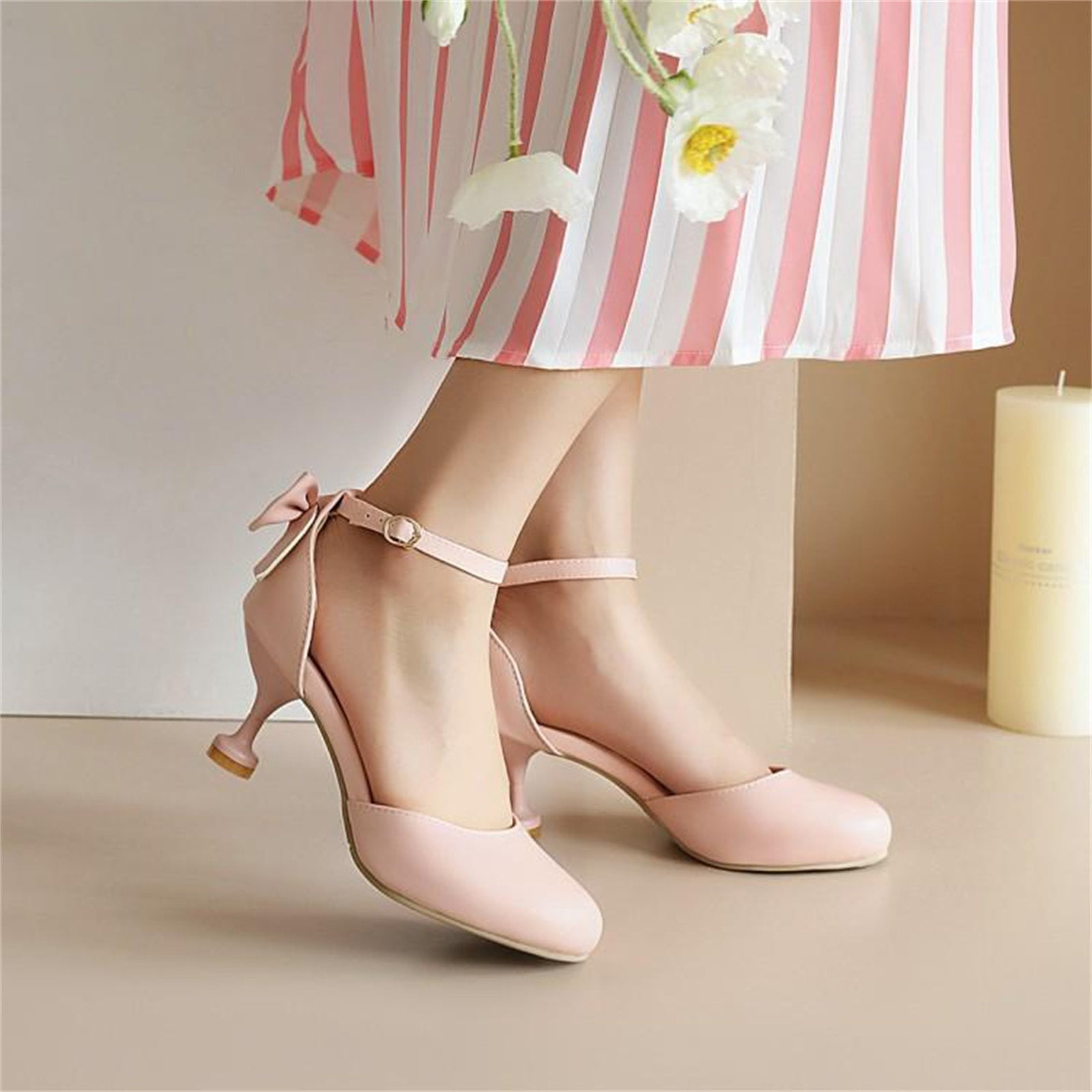 Red Satin Peep Toe High Heel Simple Classy Prom Shoes – Okdresses