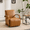 Brown, variant on ROOMARK Cream Upholstered 360° Swivel Accent Chair – Solid Wood Curved Arms, Mid-Century Modern Design, Ergonomic Comfort for Living Room, Bedroom Reading Nook Small Single Sofa for Bedroom, Office