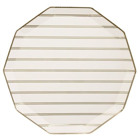 Gold Signature Large Stripe Plates - 8ct