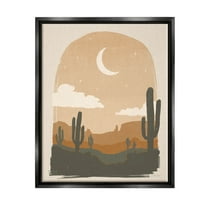 Stupell Industries Arid Desert Cactus Under Night Sky Graphic Art Jet Black Floating Framed Canvas Print Wall Art, Design by Janelle Penner