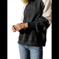 thumbnail image 2 of Suéter Informal de Larga con Cuello Alto y Mangas Farol en Contraste para Mujer. Albaricoque Negro L, 2 of 9