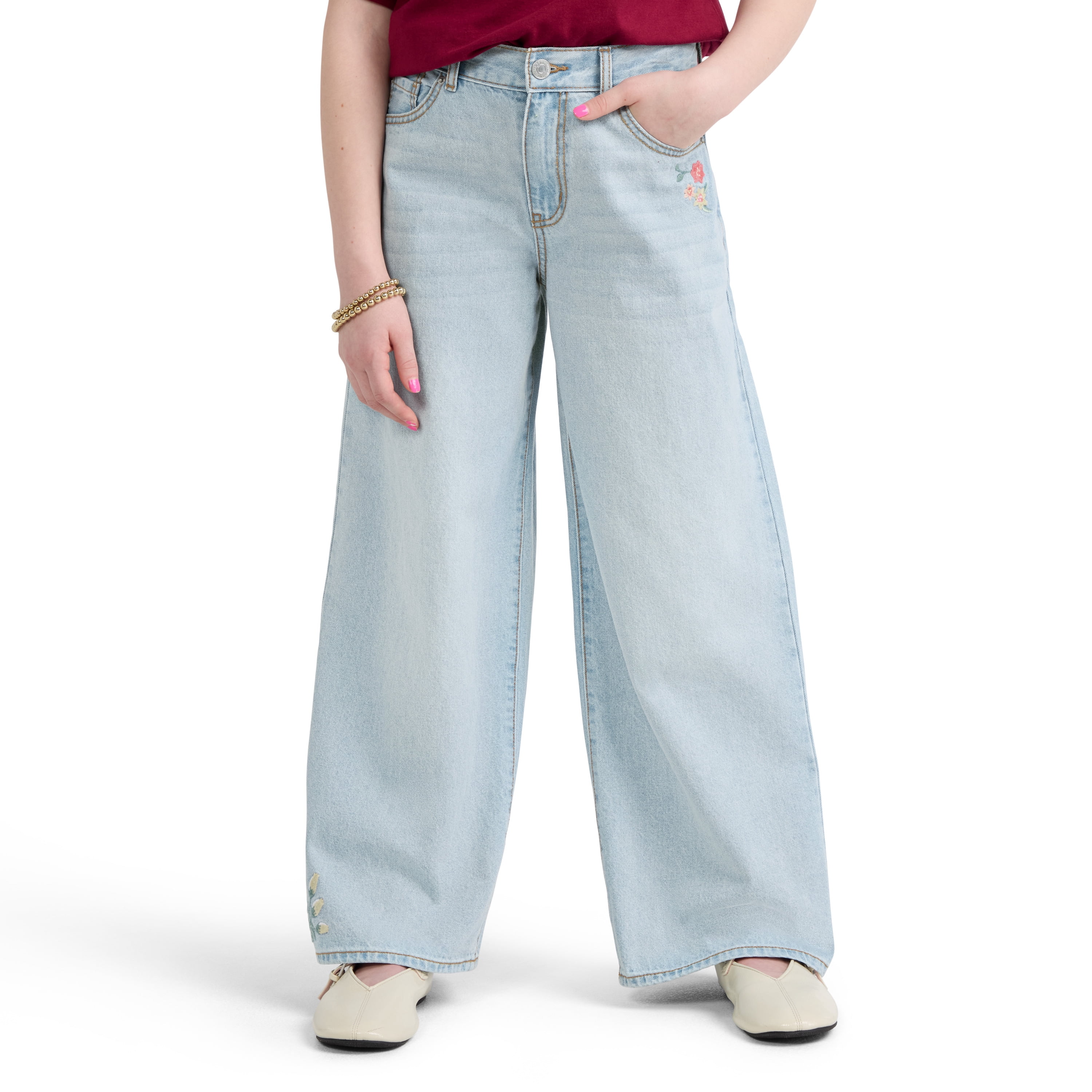 Levi Strauss Signature Girls Floral Baggy Jeans, Sizes 5-18