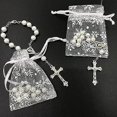 thumbnail image 1 of Regalos De Primera Comunión Bautismo Rosario Fiesta Favores Recuerdos De Bautizo Quinceañera Blanco/Plata Paquete De 12 Piezas, 1 of 5