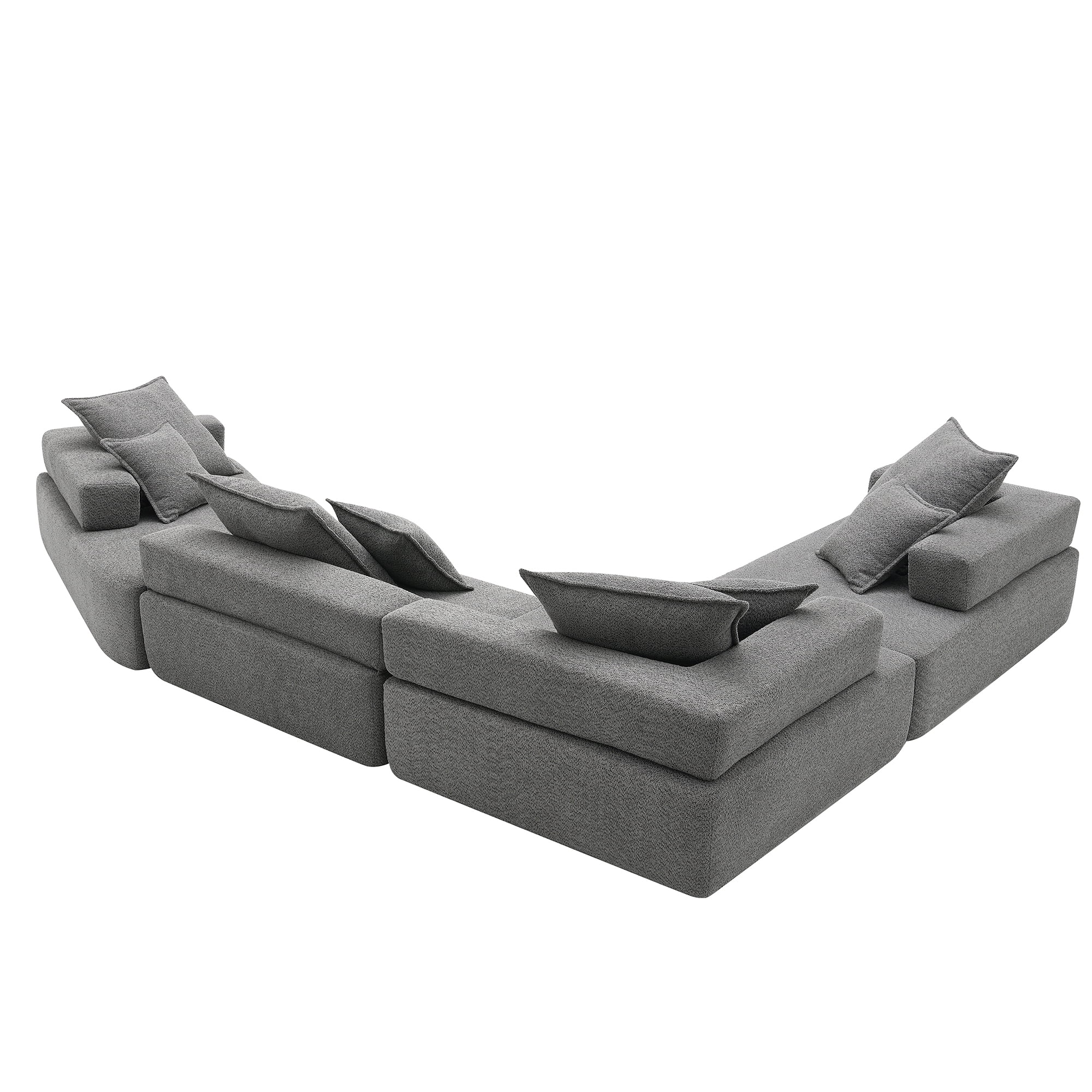MAYEERTY 156" Oversized U-Shaped Modular Sectional Sofa - Luxury Boucle Convertible Compressed Floor Couch, 4PC Free Combination for Living Room, 2 Colors