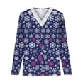 thumbnail image 4 of Fall Christmas Printed Tops for Women Crochet Lace Trim V Neck T Shirts Casual Loose Pullover Tee Shirts Tunic Blouses, 4 of 5