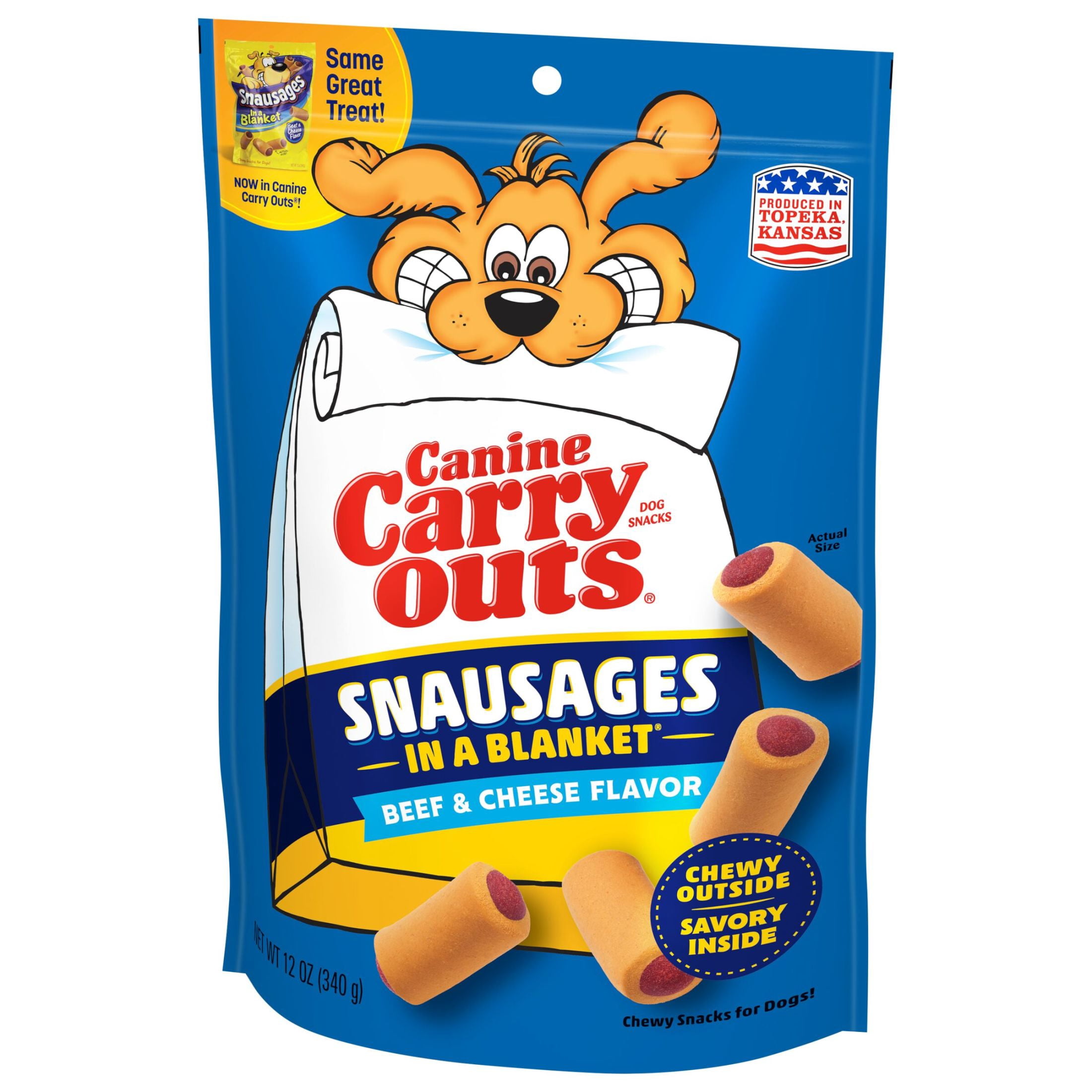 Canine Carry Outs Snausages in a Blanket Chewy Dog Treats, Beef & Cheese Flavor, 12 ozs