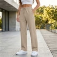 thumbnail image 7 of Khunlpohl Womens Straight Legs Pants Elastic Waist Drawstring Casual Trousers Solid Color Loose Pant with Pockets, 7 of 7