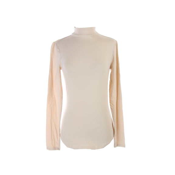Maison Jules Beige Long-Sleeve Funnel-Neck Tee XS