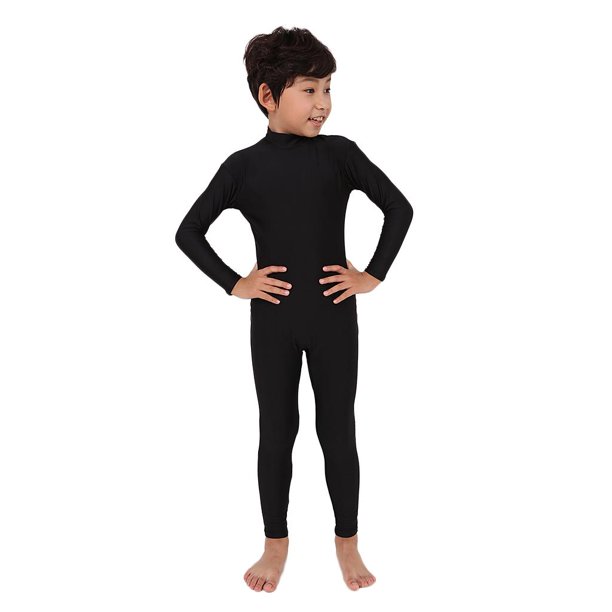 Unidad para niños kid's mock neck cuerpo completo negro unitard spandex trajes zentai bodysuits s S Magideal Unidad para niños