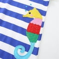 thumbnail image 4 of WIBACKER Toddler Girl Cotton Casual Dress Summer Short Sleeve Appliques Striped Tunic Playwear Shirt Dresses - Seahorse, 4 of 8