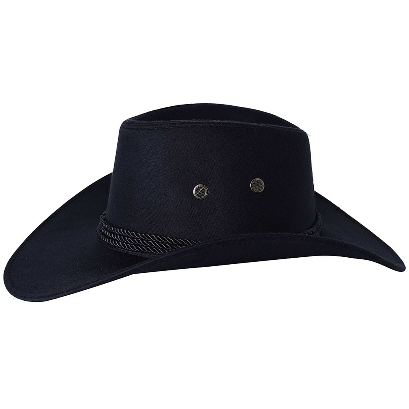 Yilvust Cowboy Hats for Women Men Faux Felt Vintage Western Cowboy Hat Adjustable Adult Wide Brim Hat with Strap, Women's, Size: One size, Beige