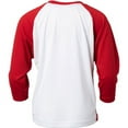 thumbnail image 3 of Complete Game 3/4 Sleeve Baseball Shirt, Youth Medium, White with Scarlet Sleeves, 3 of 3