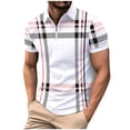 thumbnail image 2 of WREESH Men's Striped Sports Henley Shirts Pullover Zipper Short Sleeve Top with Collar Striped Top for Athletic Style White, 2 of 6