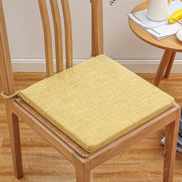 Cojín de lino, 1 pieza, cojines para silla de comedor, cojín para silla, desmontable y lavable, cojín para silla de casa u oficina, almohadilla de esponja gruesa, diseños de correa antideslizante, alm