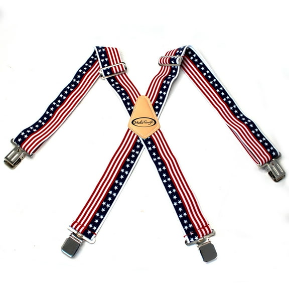 MELOTOUGH Mens Suspenders 2" Wide Adjustable And Elastic Braces X Shape With Very Strong Clips - Heavy Duty