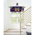 thumbnail image 6 of Kitchen Cafe Valance Curtain for Small Windows,Carnival Mardi Gras Celebraion Rod Pocket Short Valances Mask on Purple Diamond Checker Window Treatment Panel for Living Room/Bedroom/Bathroom,54x18in, 6 of 9