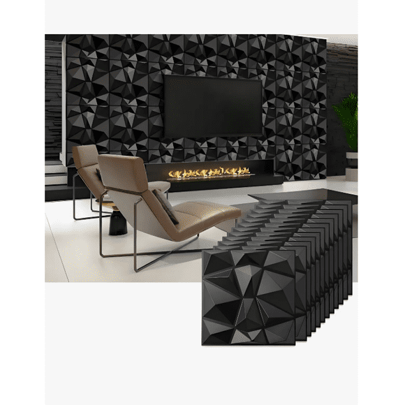 Paneles Decorativos 3D para Pared,Panel Decorativo 3D PVC color negro