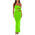 thumbnail image 1 of VISgogo Vestido de Fiesta de Cóctel para Mujer, Color Sólido Hueco Sin Tirantes Fuera del Hombro Bodycon de Una Pieza para Damas, S/M/L/XL VISgogo  moda, 1 of 6