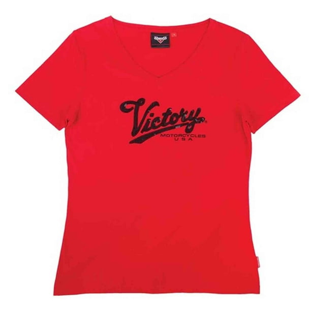 Victory Motorcycle New OEM Women's Red Sequin Logo Tee Shirt, Small ...
