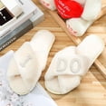 thumbnail image 3 of Zeokiar Bride Slippers I Do Slippers Women's Wedding Shoes for Bride Plush Furry Warm White Open Toe Cozy Fluffy Bridal Party Wedding Fuzzy Soft House for Bachelorette Party, 3 of 10