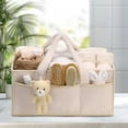 thumbnail image 3 of XIBUFE Diaper Caddy Organizer with Handle,Portable Diaper Storage Basket Bin for Wipes,Shower Gift Basket for Woman Man,Car Caddy Organizer,Ivory, 3 of 7