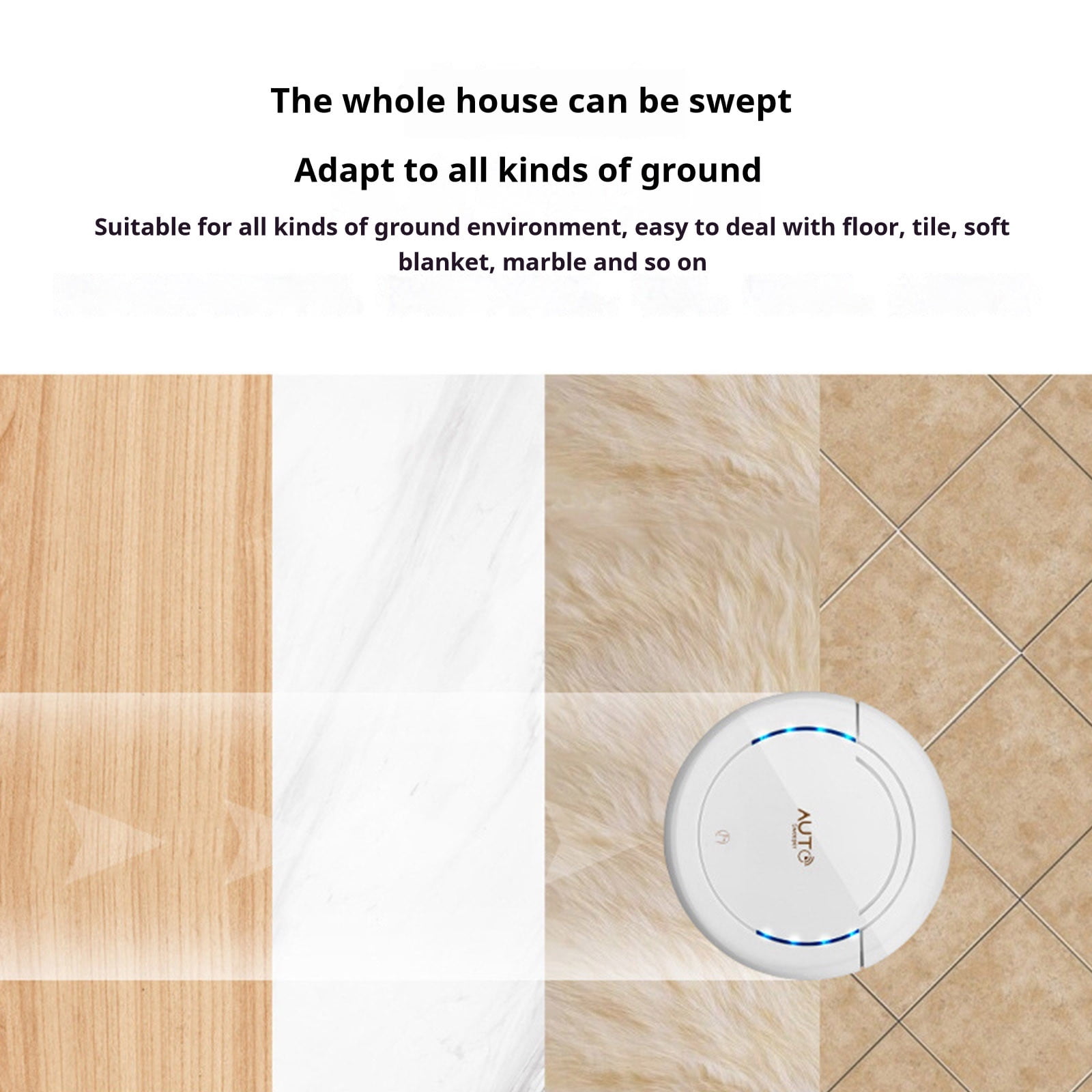 SPOORYYO Robot Vacuum Cleaner, Automatic Sweeping Robot with 1000-1499Pa Suction for Carpets Hard Floors, 60 Min Runtime Rechargeable Household Cleaning Machine for Pet Hair