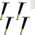 thumbnail image 1 of 4-pack svarta och guldfärgade möbelben i metall, 20 cm ersättningsben för TV-bänk, underskåp och garderob, 1 of 5
