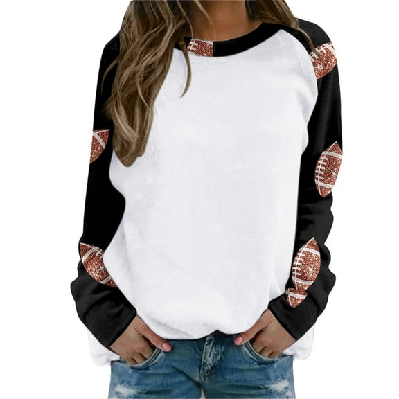 Shadoumai Football Season Sweatershirt For Women Crew Neck Pullover Long Sleeve Tops Fall Winter Women Football