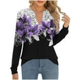 thumbnail image 2 of Xuniizn Blouses for Women, Floral Printed V Neck Long Sleeve Business Casual Tops, Soft Cozy Loose Dressy Work Blouses, S-2XL, 2 of 6
