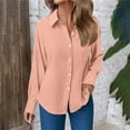 thumbnail image 7 of Godom Womens Cotton Linen Button Down Shirt 2025 Fall Winter Casual Long Sleeve Solid Color Shirts Loose Work Tops with Pockets, 7 of 7